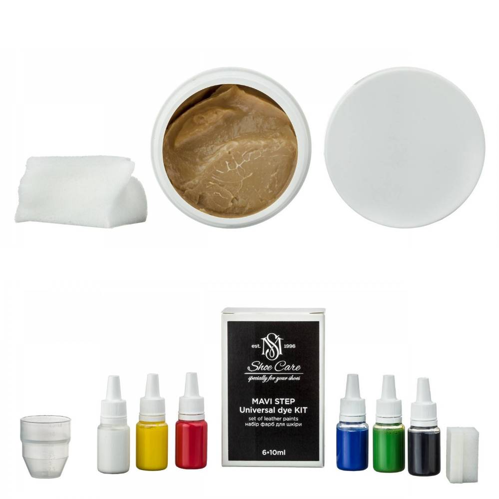 Kit de Bálsamo para Cuero MAVI STEP Lux Balm Shine | MAVI STEP EUROPA Захисний бальзам для блиску взуття та шкіряних виробів з набором фарб MAVI STEP Lux Balm Shine Kit
